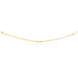 9ct Yellow Gold Silver Filled White Bead On 25 Gauge Wheat 60cm Chain