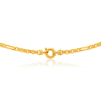 9ct Gold Silverfilled Fancy 9+1 Belcher 5.5mm Wide 45cm Chain