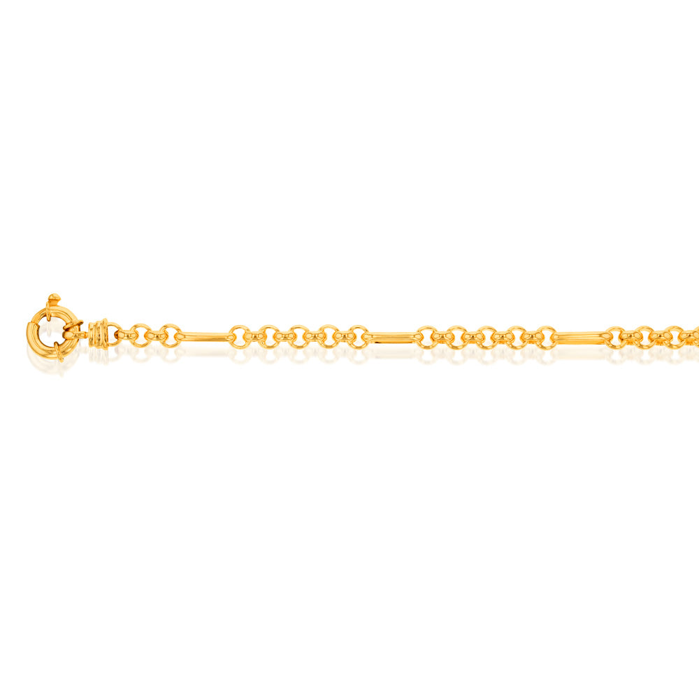 9ct Gold Silverfilled Fancy 9+1 Belcher 5.5mm Wide 19cm Bracelet