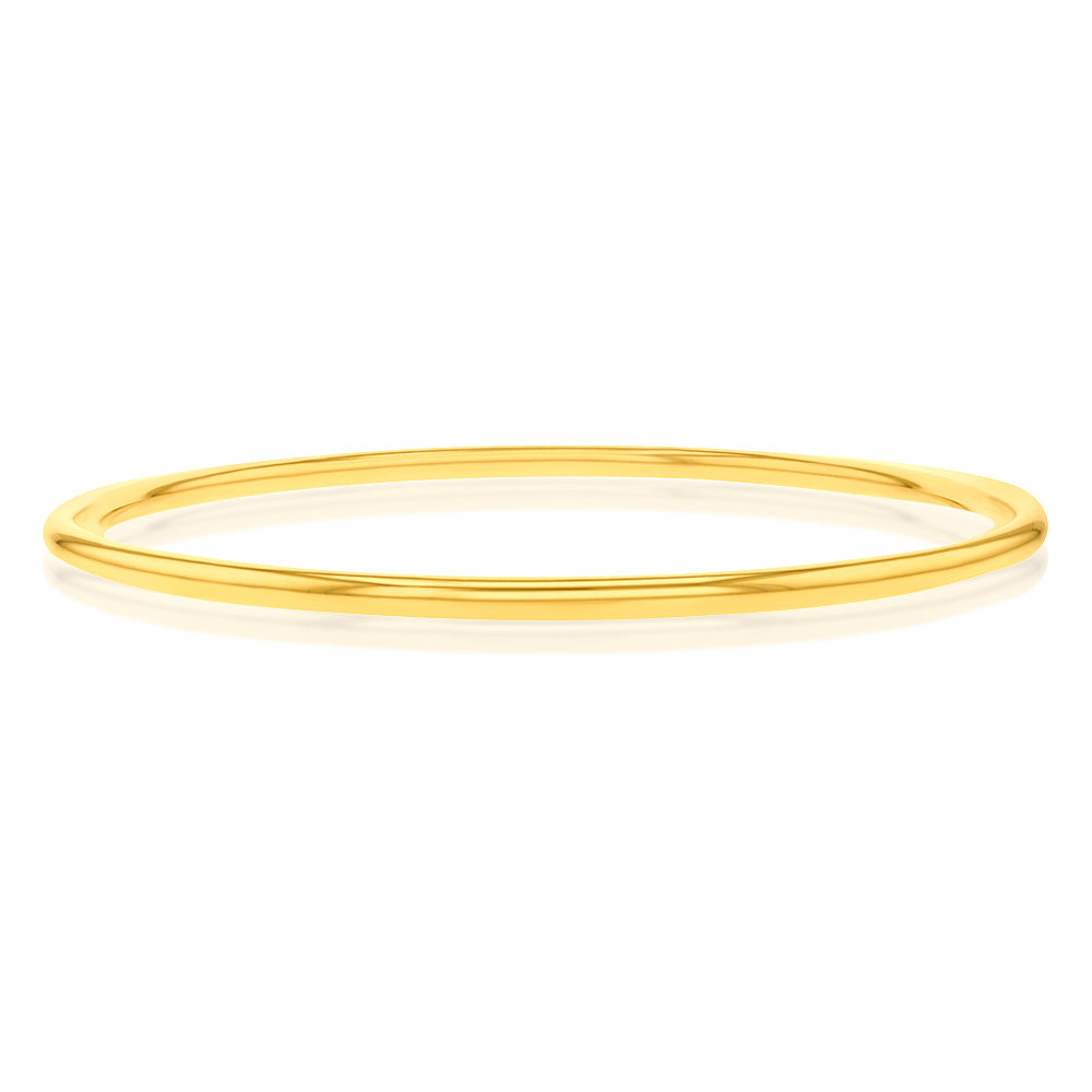 9ct Yellow Gold Silverfilled Thin Wall 2.9mm X 70mm Golf Bangle