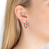 9ct Yellow Gold Silver Filled 15mm Red And Blue Enamel On Twisted Hoop Earrings