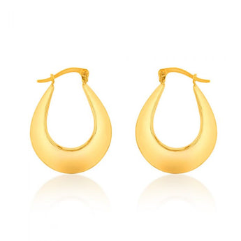 9ct Yellow Gold Silverfilled Patterned Creole Earrings