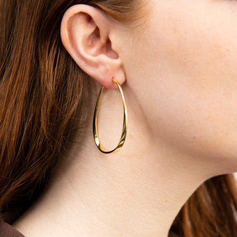 9ct Yellow Gold Silverfilled Twisted Large Hoop Earrings
