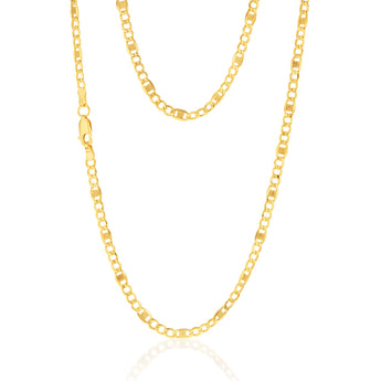 9ct Yellow Gold Silver Filled 1:3 Curb+Anch 80 Gauge 50cm Chain