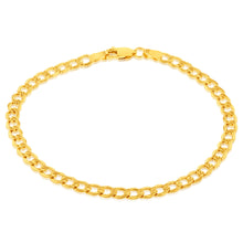 Load image into Gallery viewer, 9ct Yellow Gold Silverfilled Diamond Cut Curb 100Gauge 19cm Bracelet