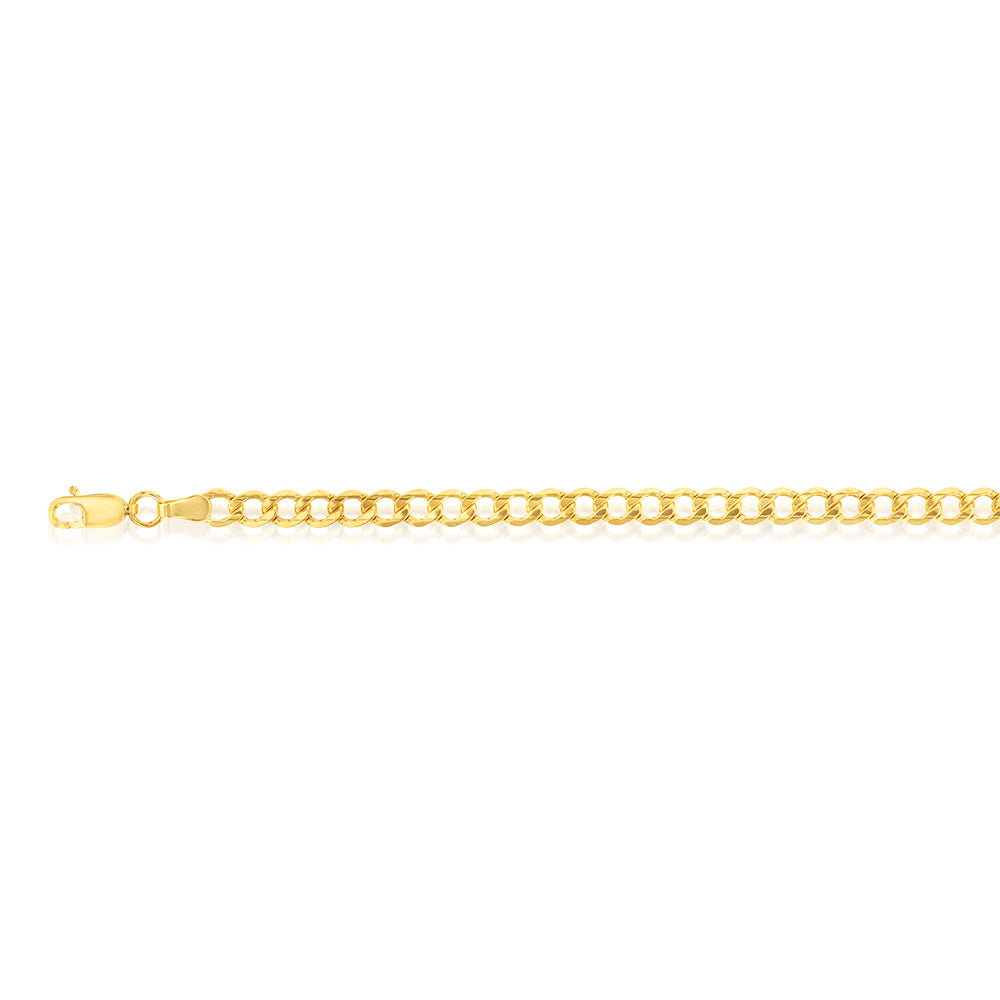 9ct Yellow Gold Silverfilled Diamond Cut Curb 100Gauge 19cm Bracelet