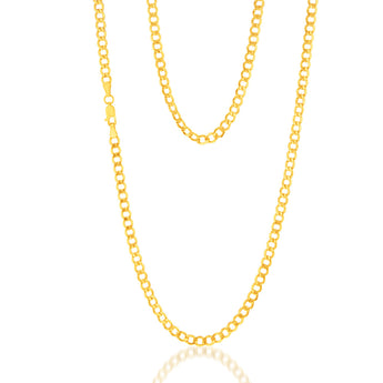 9ct Yellow Gold Silverfilled Diamond Cut Curb 100Gauge 60cm Chain