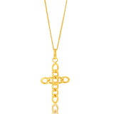 9ct Yellow Gold Silverfilled Curb Link Cross Pendant