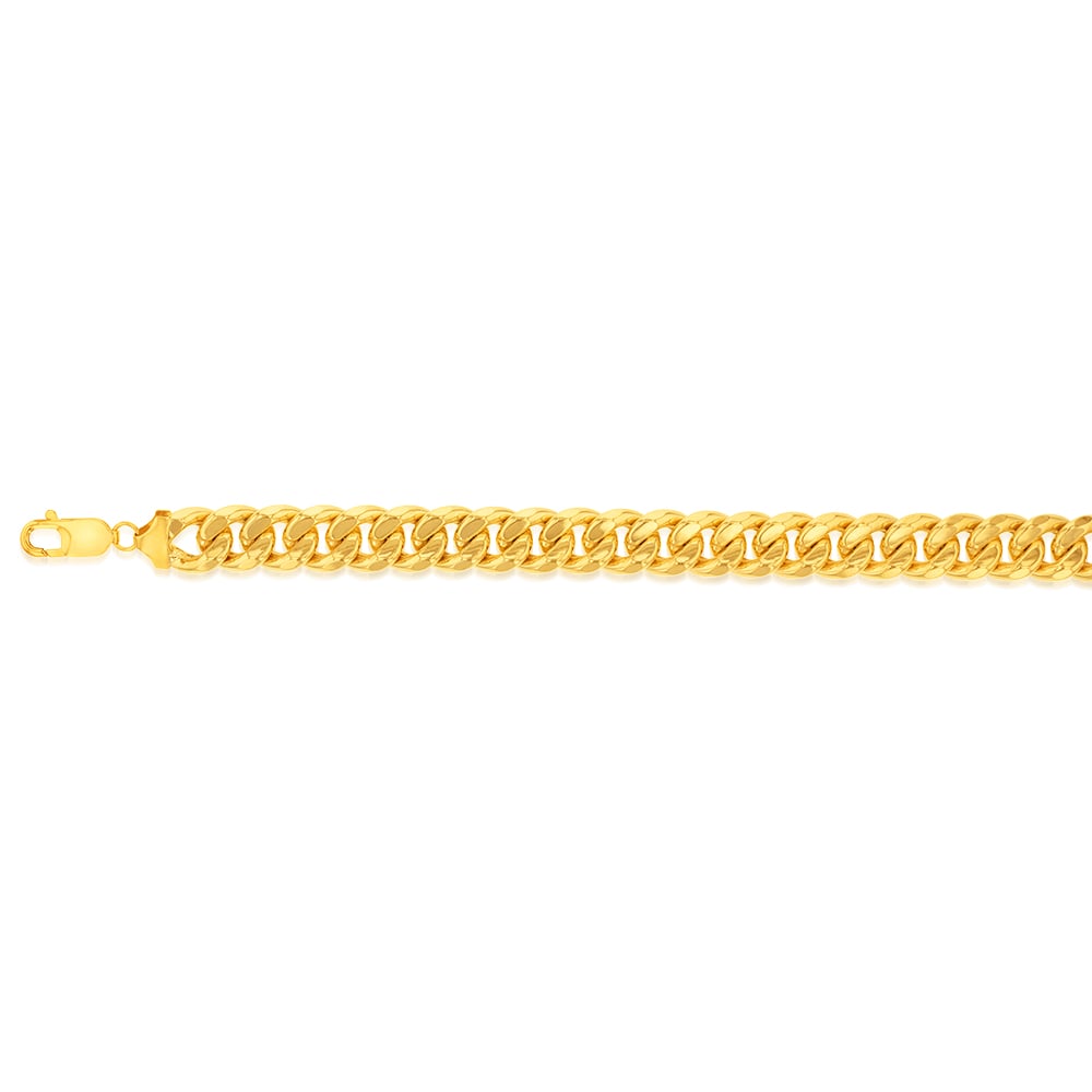 9ct Yellow Gold Silverfilled Diamond Cut Curb 300Gauge 23cm Bracelet