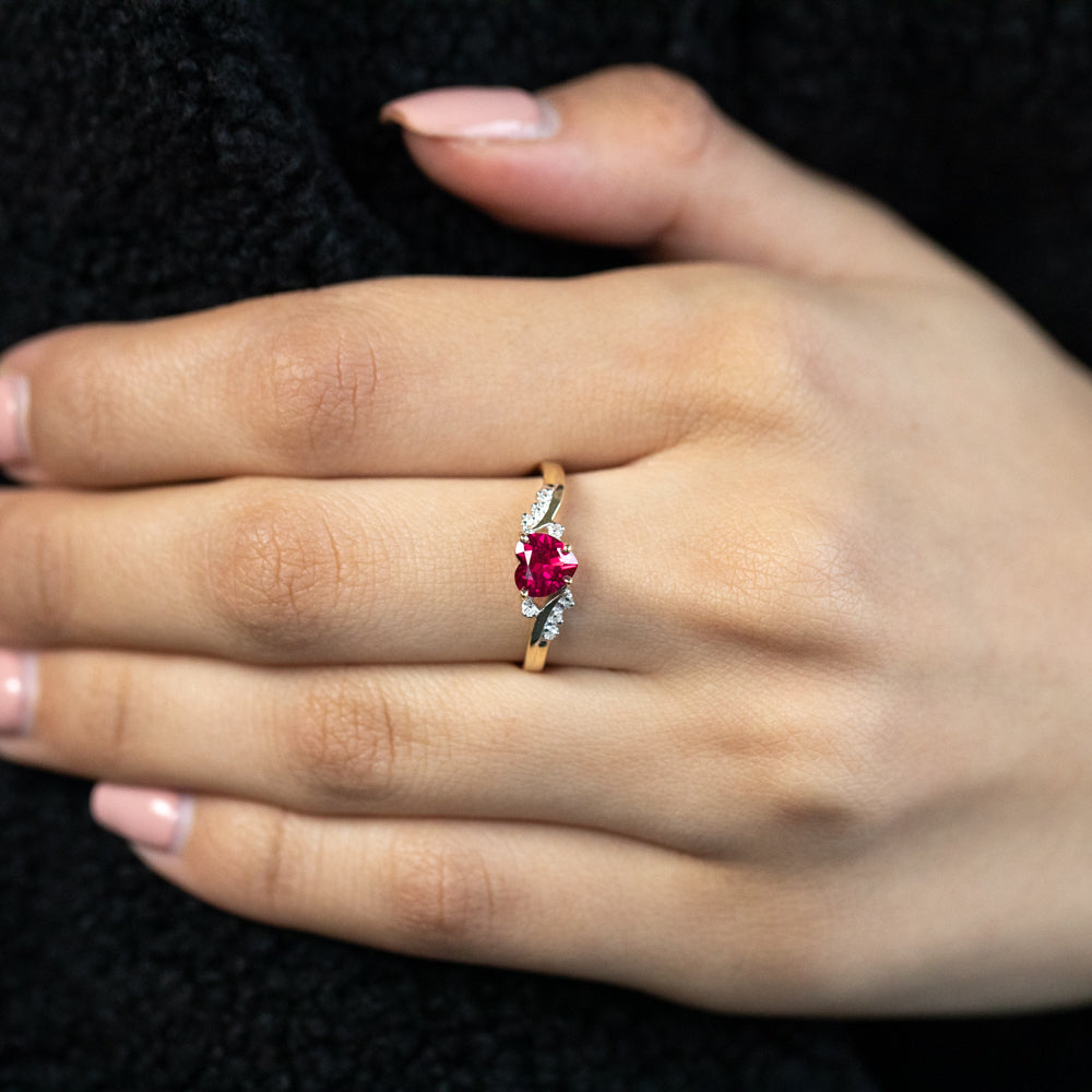 Ruby heart ring yellow gold on sale