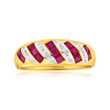 Load image into Gallery viewer, 9ct Charming Yellow Gold Diamond + Natural Ruby Ring