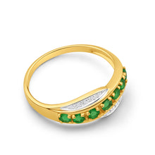 Load image into Gallery viewer, 9ct Elegant Yellow Gold Diamond + Emerald Ring