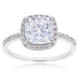 Cubic Zirconia Cushion Cut Halo Ring in 9ct White Gold