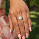 Cubic Zirconia Cushion Cut Halo Ring in 9ct White Gold