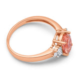 9ct Rose Gold Morganite 8x6mm and Diamond Ring