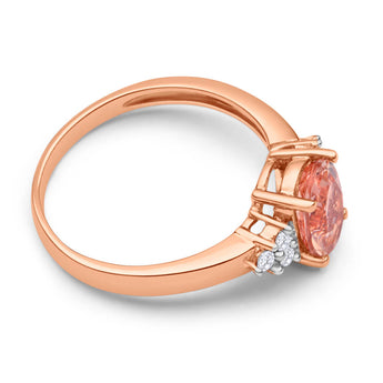 9ct Rose Gold Morganite 8x6mm and Diamond Ring
