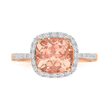 Load image into Gallery viewer, 9ct Rose Gold Diamond + Morganite Ring