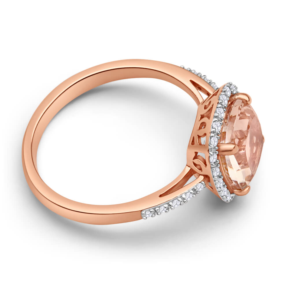 9ct Rose Gold Diamond + Morganite Ring