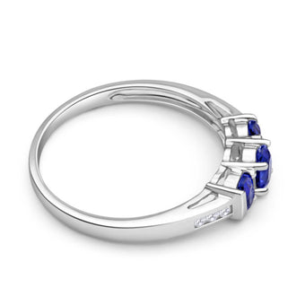 9ct White Gold Created Tanzanite Trio + Diamond Ring