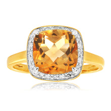 Load image into Gallery viewer, 9ct Yellow Gold 2.00 Carat Citrine and Diamond Ring