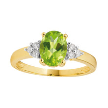 Load image into Gallery viewer, 9ct Alluring Yellow Gold Diamond + Peridot Ring