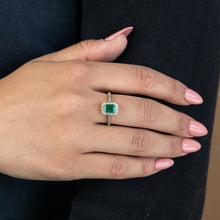 Load image into Gallery viewer, 9ct Yellow Gold 1.00 Carat Natural Emerald and 0.15ct Diamond Ring