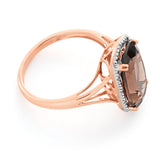 9ct Rose Gold 4.00 Carats Smokey Quartz and Diamond Ring  *No Resize*