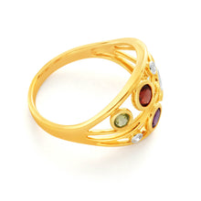 Load image into Gallery viewer, 9ct Yellow Gold Multi Gemstone &amp; Diamond Ring