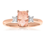 9ct Rose Gold 0.75ct Morganite and 0.10ct Diamond Ring