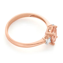 Load image into Gallery viewer, 9ct Rose Gold 0.75ct Morganite and 0.10ct Diamond Ring