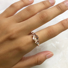 Load image into Gallery viewer, 9ct Rose Gold Morganite 1.98CT &amp; Diamond 0.025CT Trilogy Ring
