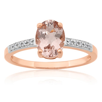 9ct Rose Gold Morganite & Diamond Ring