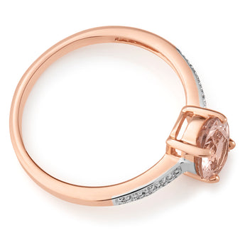 9ct Rose Gold Morganite & Diamond Ring