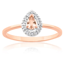 Load image into Gallery viewer, 9ct Rose Gold Morganite &amp; Diamond Ring