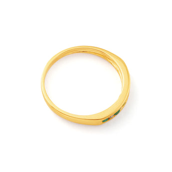 9ct Yellow Gold Natural Emerald & Diamond Channel Set Ring