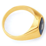 9ct Yellow Gold Created Blue Spinel & Diamond Gents Ring  (No Resize)