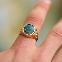 Load image into Gallery viewer, 9ct Yellow Gold Triplet Opal Gents Ring