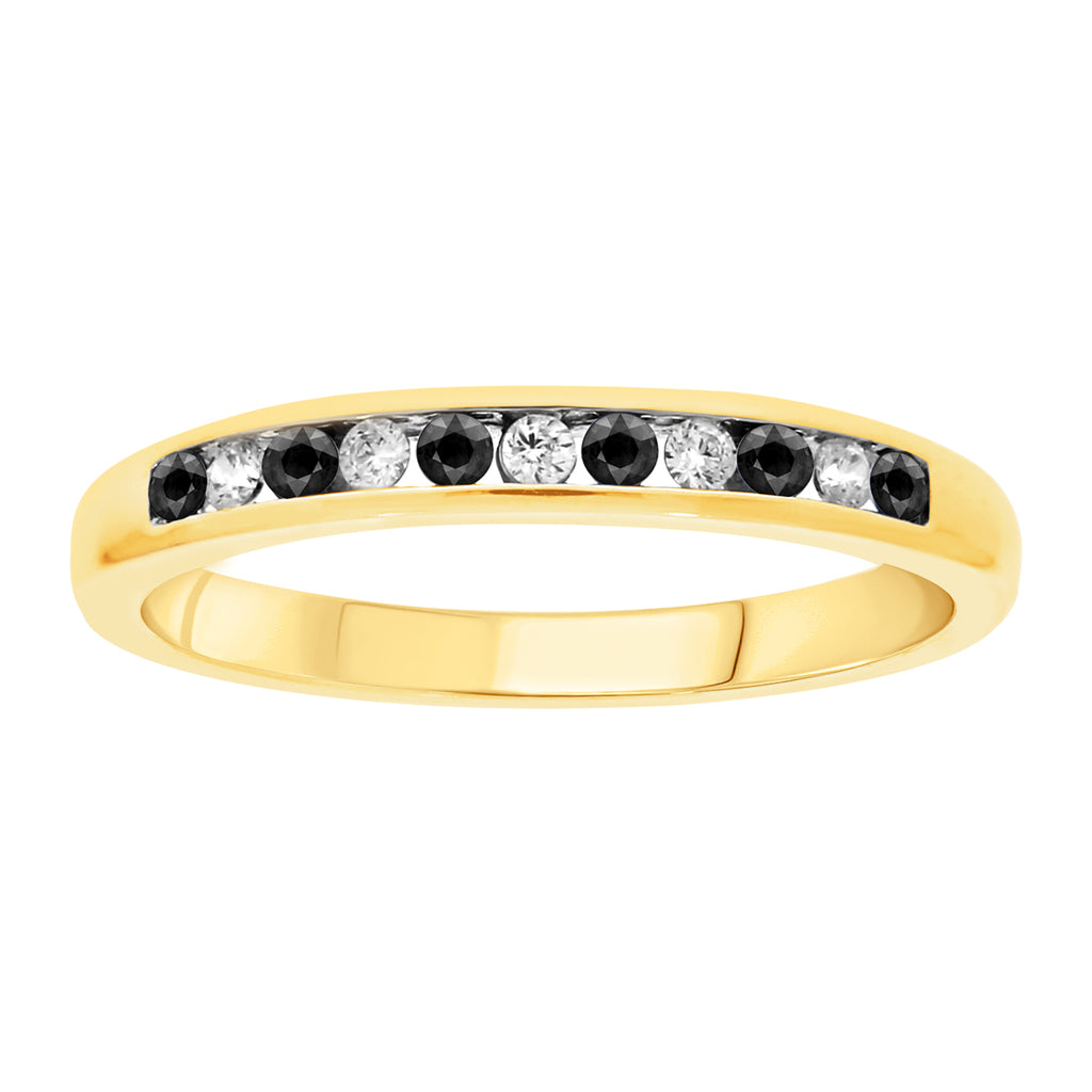 9ct Yellow Gold Natural Sapphire & Diamond Channel Set Ring