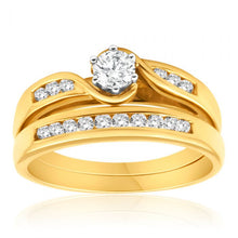 Load image into Gallery viewer, 9ct Yellow Gold 2 Ring Bridal Set With 16 Diamonds Totalling 0.5 Carats