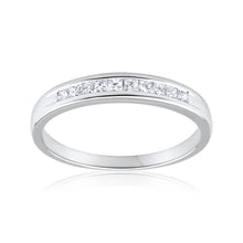Load image into Gallery viewer, 9ct White Gold Diamond Ring Set With 10 Princess Cut Diamonds