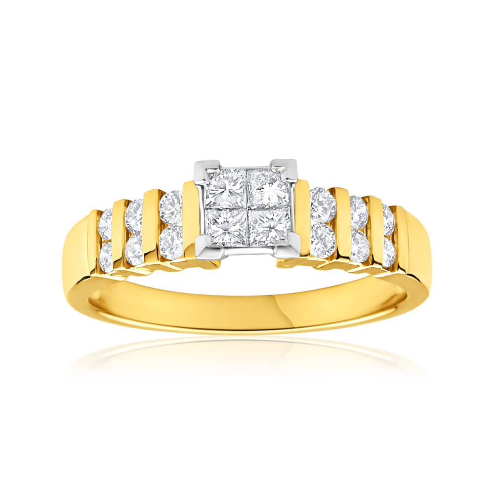 9ct Yellow Gold & White Gold Ring With 5/8 Carats Of Diamonds