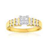 9ct Yellow Gold & White Gold Ring With 5/8 Carats Of Diamonds