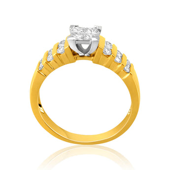 9ct Yellow Gold & White Gold Ring With 5/8 Carats Of Diamonds