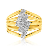 9ct Yellow Gold Bar Diamond Ring
