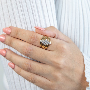 9ct Yellow Gold Bar Diamond Ring