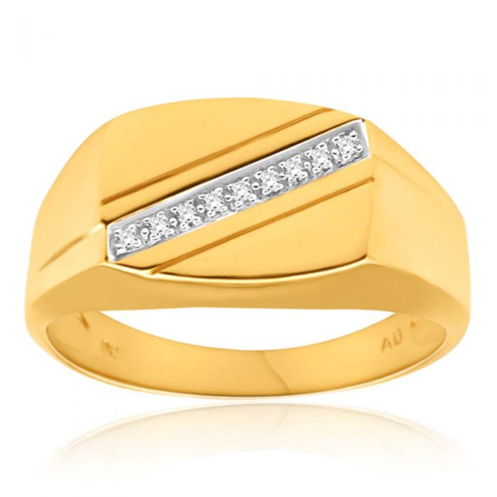 9ct Yellow Gold Diamond Ring  Set with 9 Stunning Brilliant Diamonds