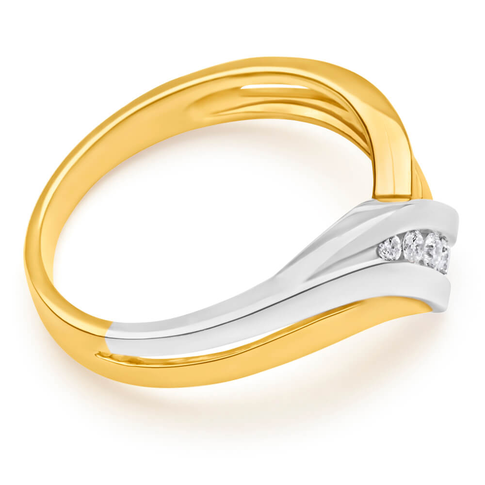 9ct Yellow Gold & White Gold 'Anari' Ring With 0.1 Carats Of Diamonds