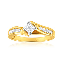 Load image into Gallery viewer, 9ct Yellow Gold &amp; White Gold Ring With 1/2 Carat Of Diamonds