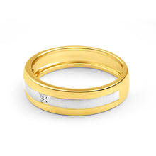 Load image into Gallery viewer, 9ct Yellow Gold &amp; White Gold Grooved Mens Diamond Ring