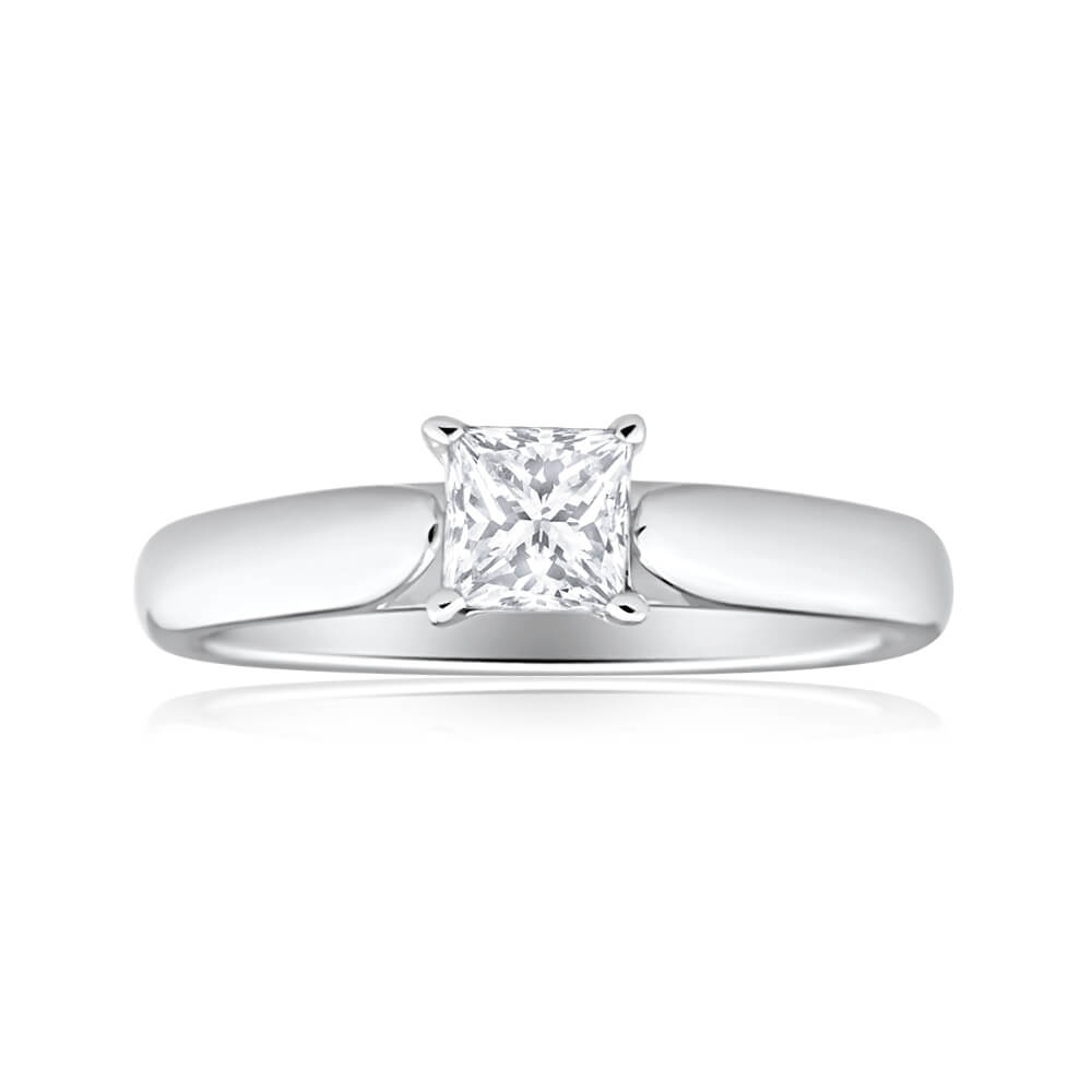 18ct White Gold Solitaire Ring With 0.5 Carat 4 Claw Set Diamond